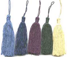 Small bookmark chainette tassels with approx 4" tassel and approx 3" long loop.