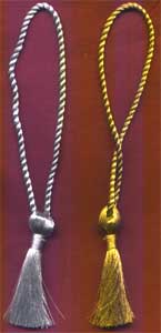 Metallic Gold & Silver Bookmark tassels with 2.5" Tassel and 4" long loop. Can be made in you required size and color